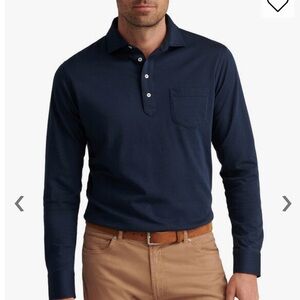 NEW💙 PETER MILLAR Crown Crafted Navy Long Sleeve Polo $225